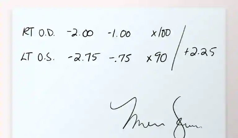 Eye glass prescription